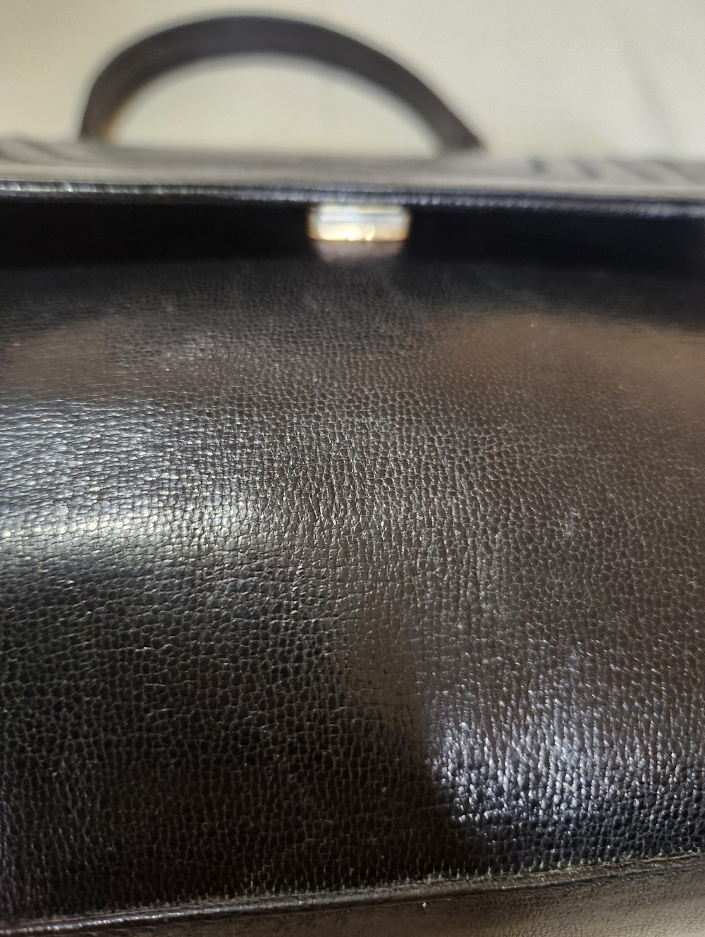 RARE VINTAGE FENDI ROMA 1970s/80s Black Leather Structured Top-Handle Box Bag - Picture 10 of 15